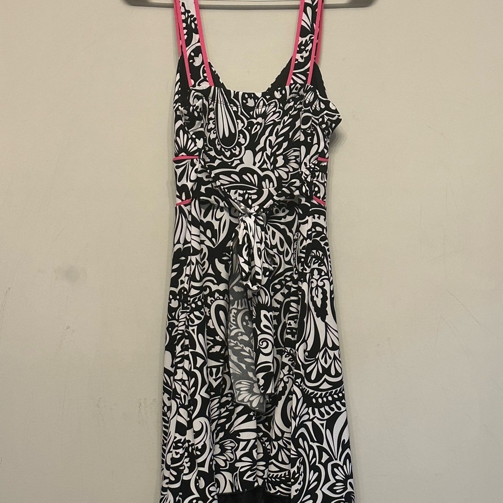 Vintage Y2K Era Speechless Black & White Patterned Dress w/ Pink Trim Medium - Picture 7 of 8